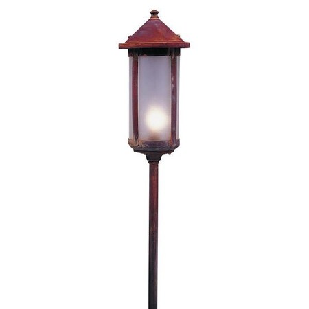 Arroyo Craftsman Low Voltage 6" Berkeley Long Body Stem Mount, Raw Copper, Tan Glass LV18-B6LTN-RC